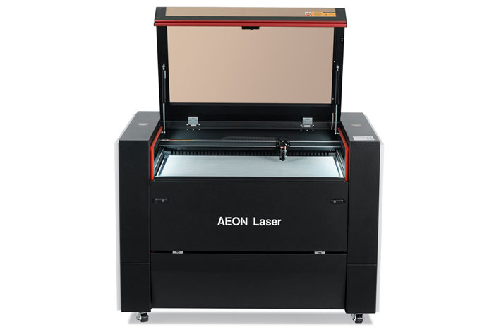 Aeon Nova10 S pacopacomama熟女  Professional CO2 Laser Cutter and Engraver front overhead view with lid open